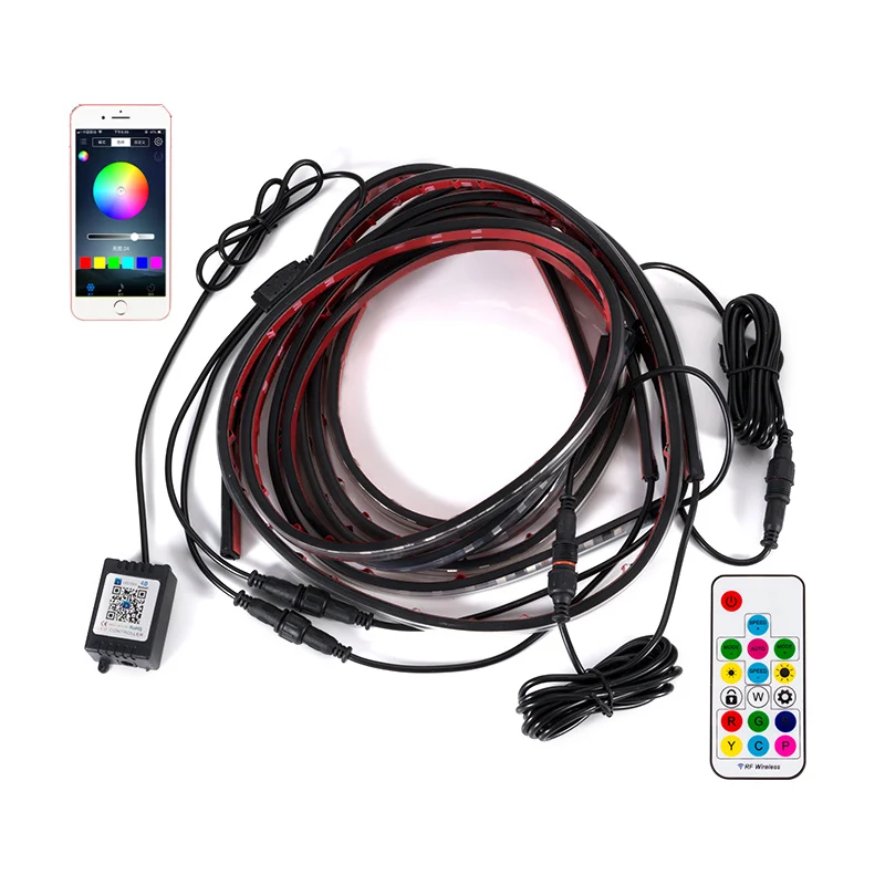 APP Decoration Flowing Color RGB Flexible Car LED Strip Atmosphere Underbody System Neon Light Car Underglow Led Lights Neon