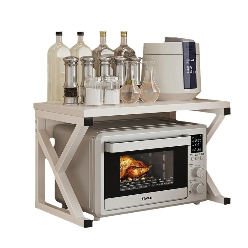 Double oven stand Tiered storage rack Kitchen microwave shelving Multifunctional home countertop storage rack