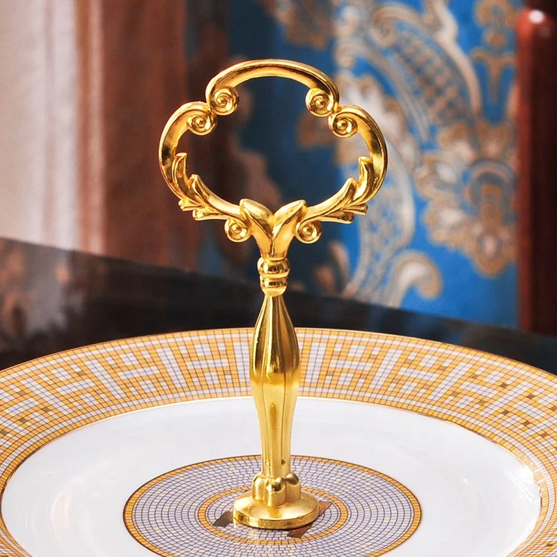 New Designs Cake Plate Royal British Ceramic Plate Luxury bone china 2-layer Party Plates