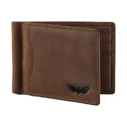 Wholesale Crazy horse leather money clip wallet men rfid slim leather wallet for men best brand leather wallet