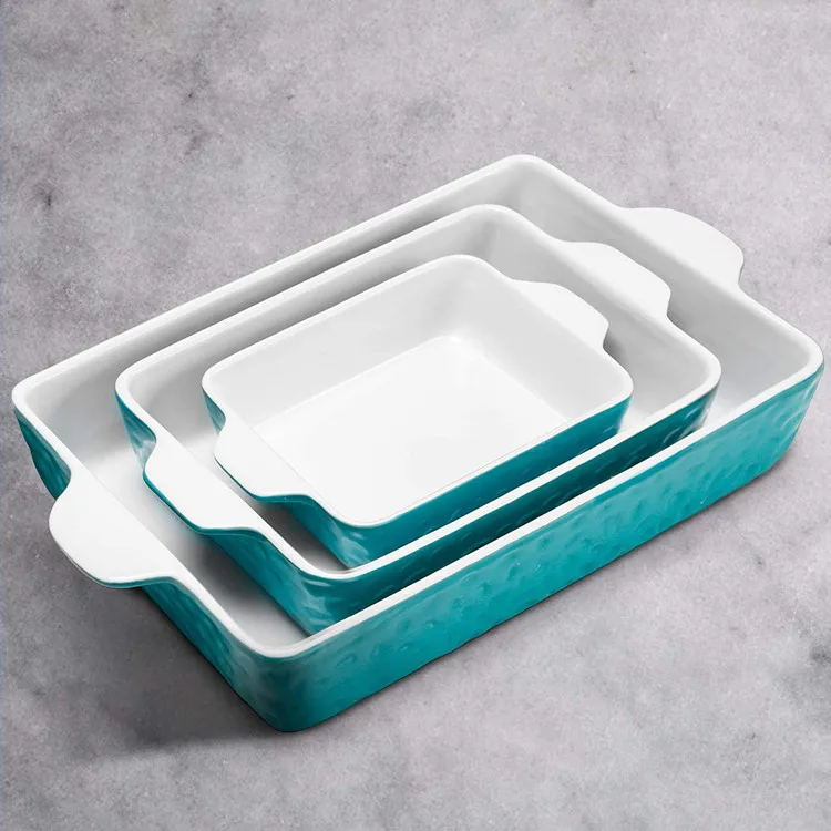 Hot sale wholesale lasagna pans porcelain rectangular oven nonstick ceramic pan bakeware baking dish set