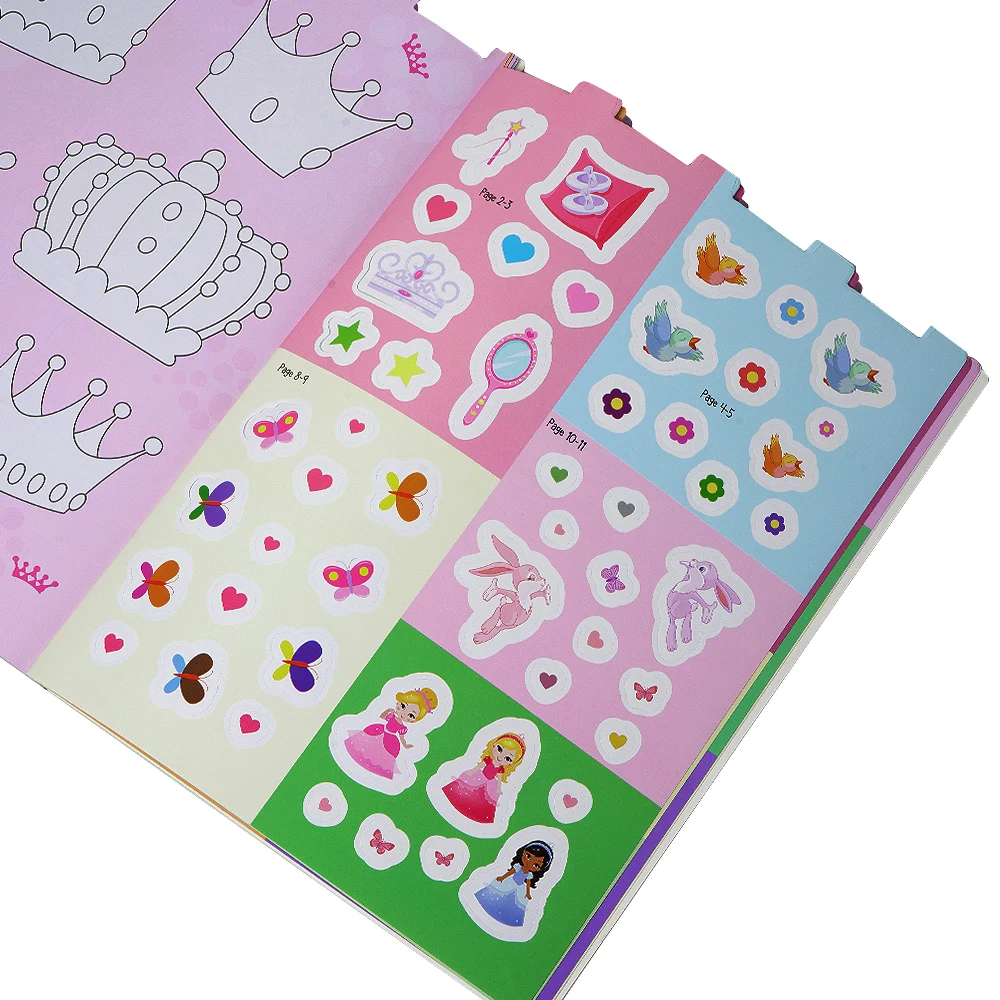Cartoon Stickers Draw Book Children Gifts Custom Kids  Coloring and Stickers Activity  book printing services