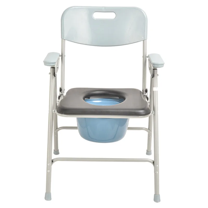 Bariatric Shower Lightweight Hospital Blow Molding Plastic Parts Folding Pu Leather Seat Toilet Portable Commode Chair