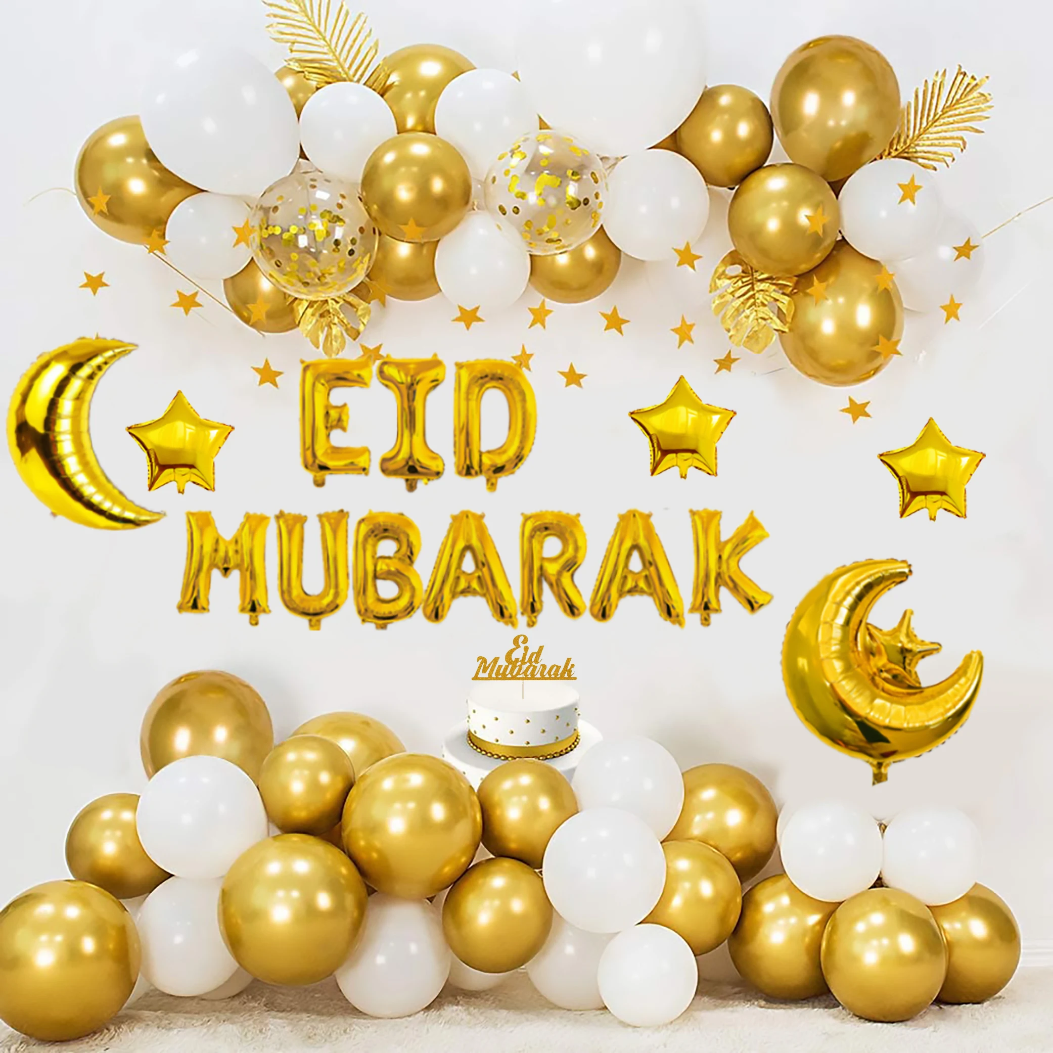 Праздничные украшения Eid Mubarak Рамадан воздушные шары со звездами луной буквами фольгированные с конфетти для мусульманской вечеринки