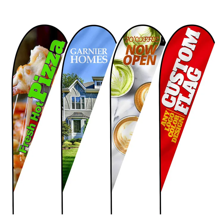 Custom Graphic Printed Single Sided Feather Flag And Banner With Flag Pole