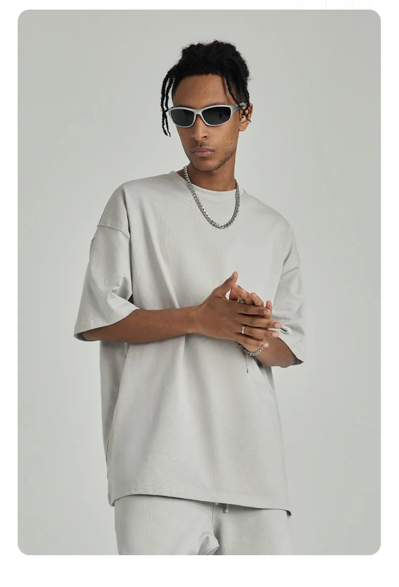 High Quality Men Crew Neck Plus size T-Shirt 100% Cotton Heavyweight Luxury Drop Shoulder Blank T-Shirt For Men