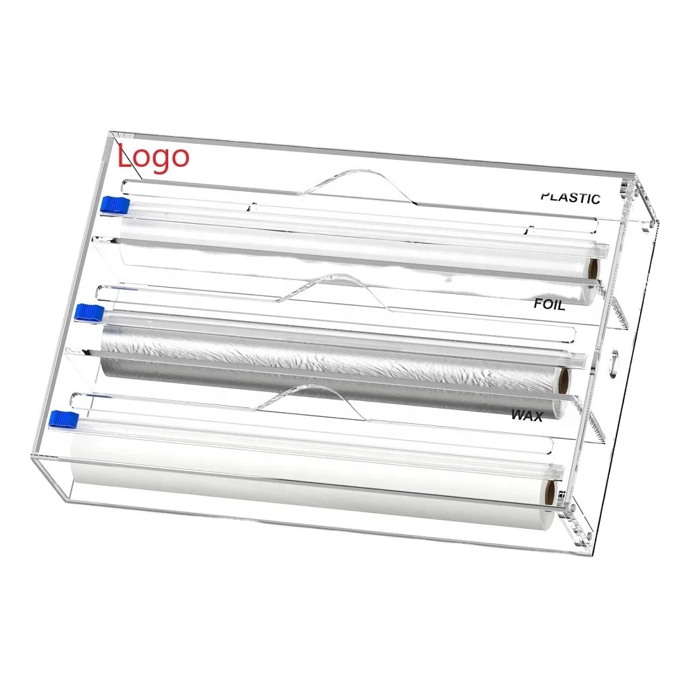 3 in 1 Acrylic Aluminum Foil Dispenser Plastic Wrap and With Cutter