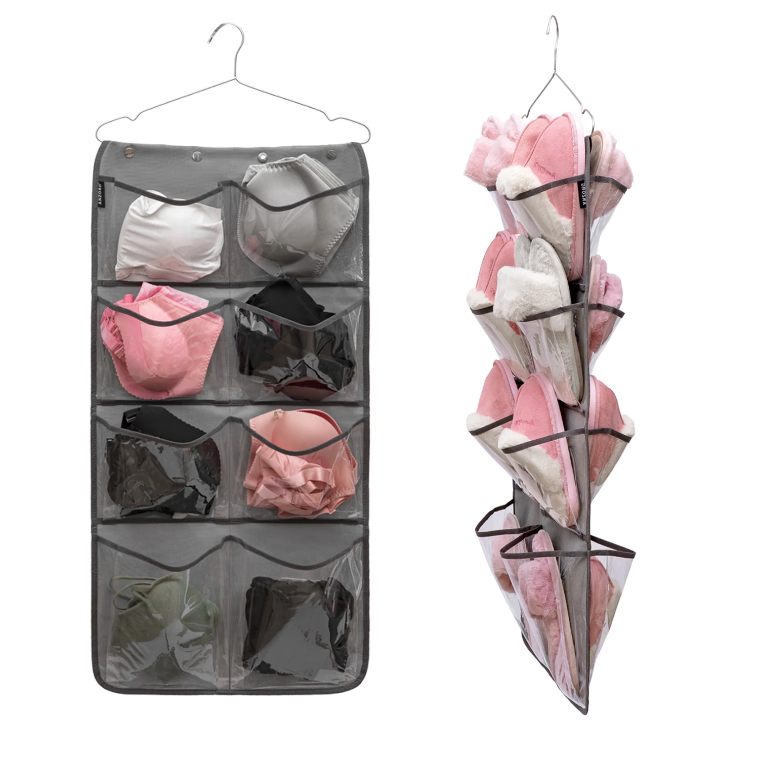 16 Large Pockets Dual-Sided Hanging Closet Organizer Bra Underwear Socks Stocking Clothes Storage Bag