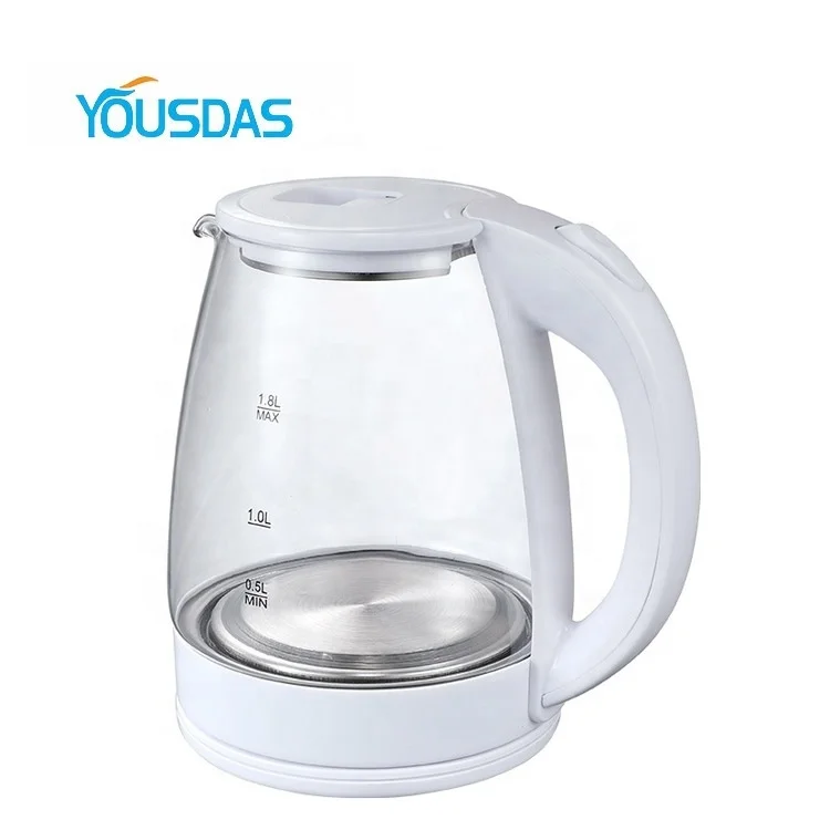 New kitchen appliance 1.8L water boiler custom logo tea boiling 1500w glass body cordless electric jug kettles
