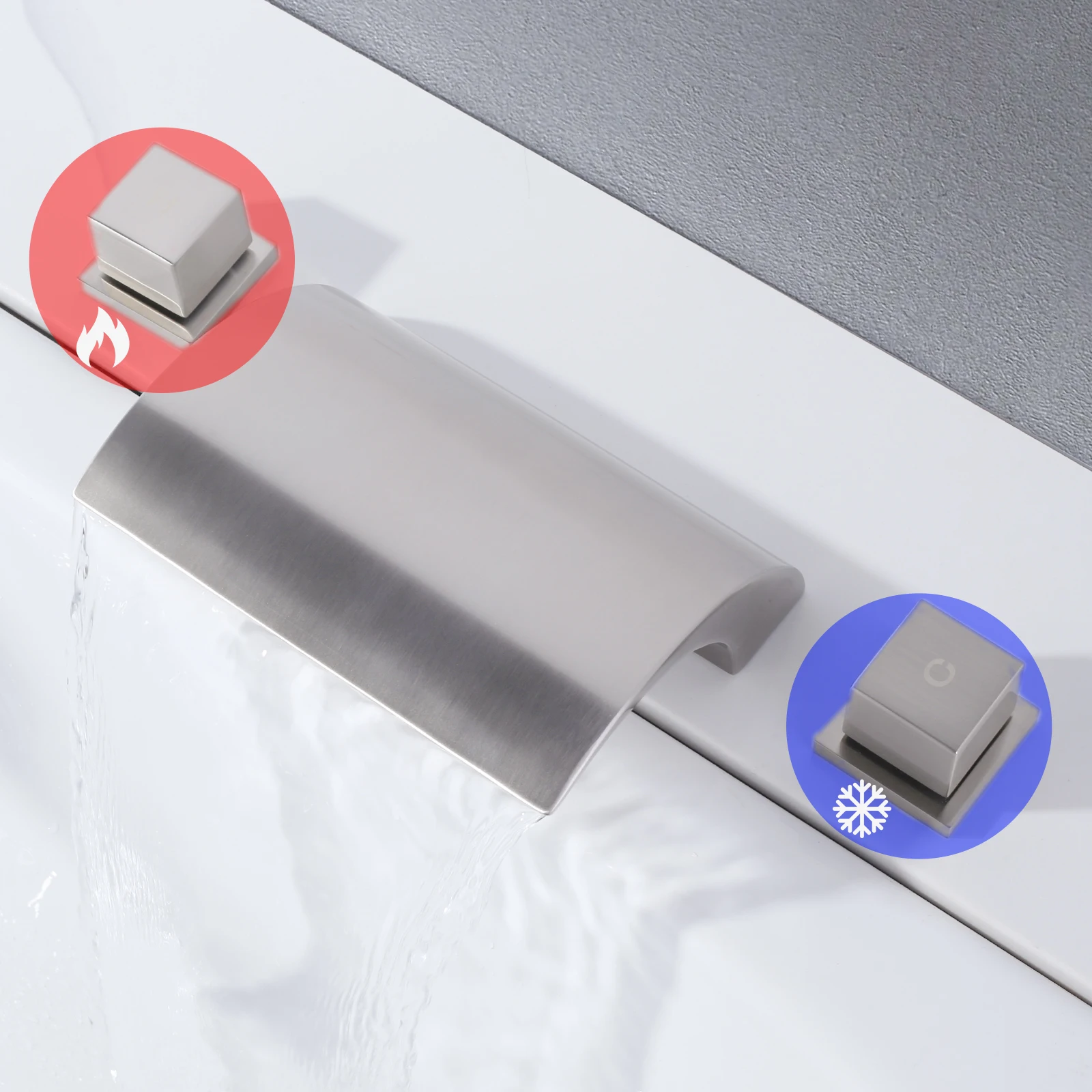 Bathtub Mixer Water Tap Deck Mounted 3-Holes Two Knob Handles  Bathroom Bathtub Faucet Set