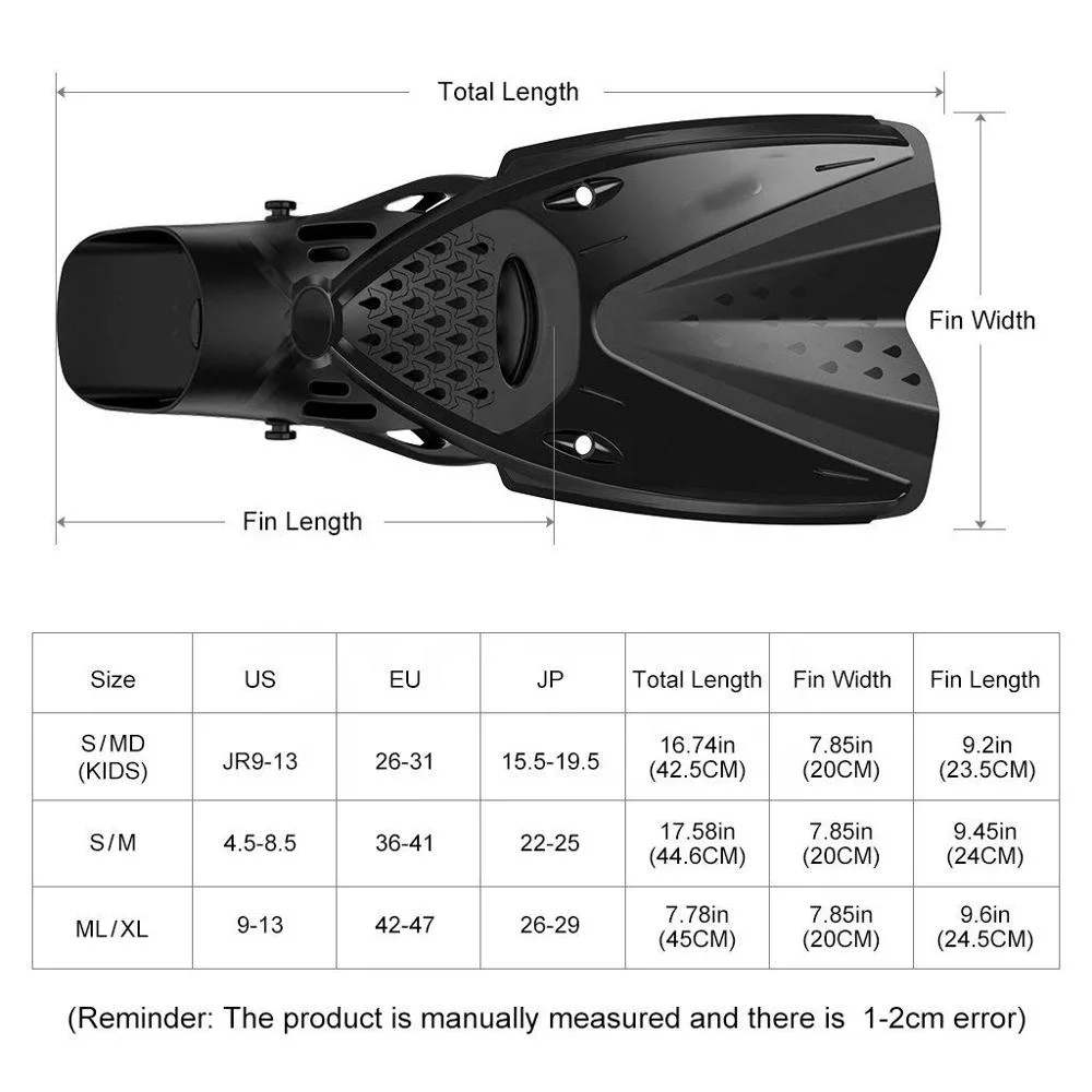Deep Sea Rubber Adjustable Comfortable Long Diving Fins