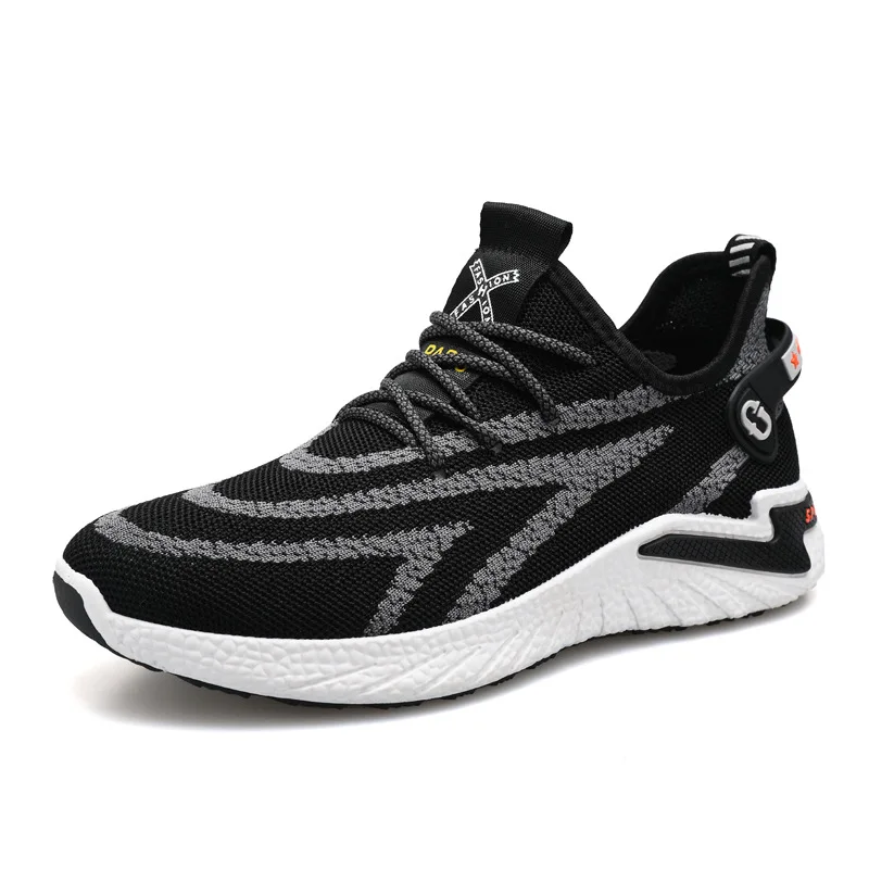 Sports Shoes Men Running Trainers Sneakers Stock Lot Unbranded Casual Black Fabric PVC Male Mesh Protective Foot Safety 1 Pair