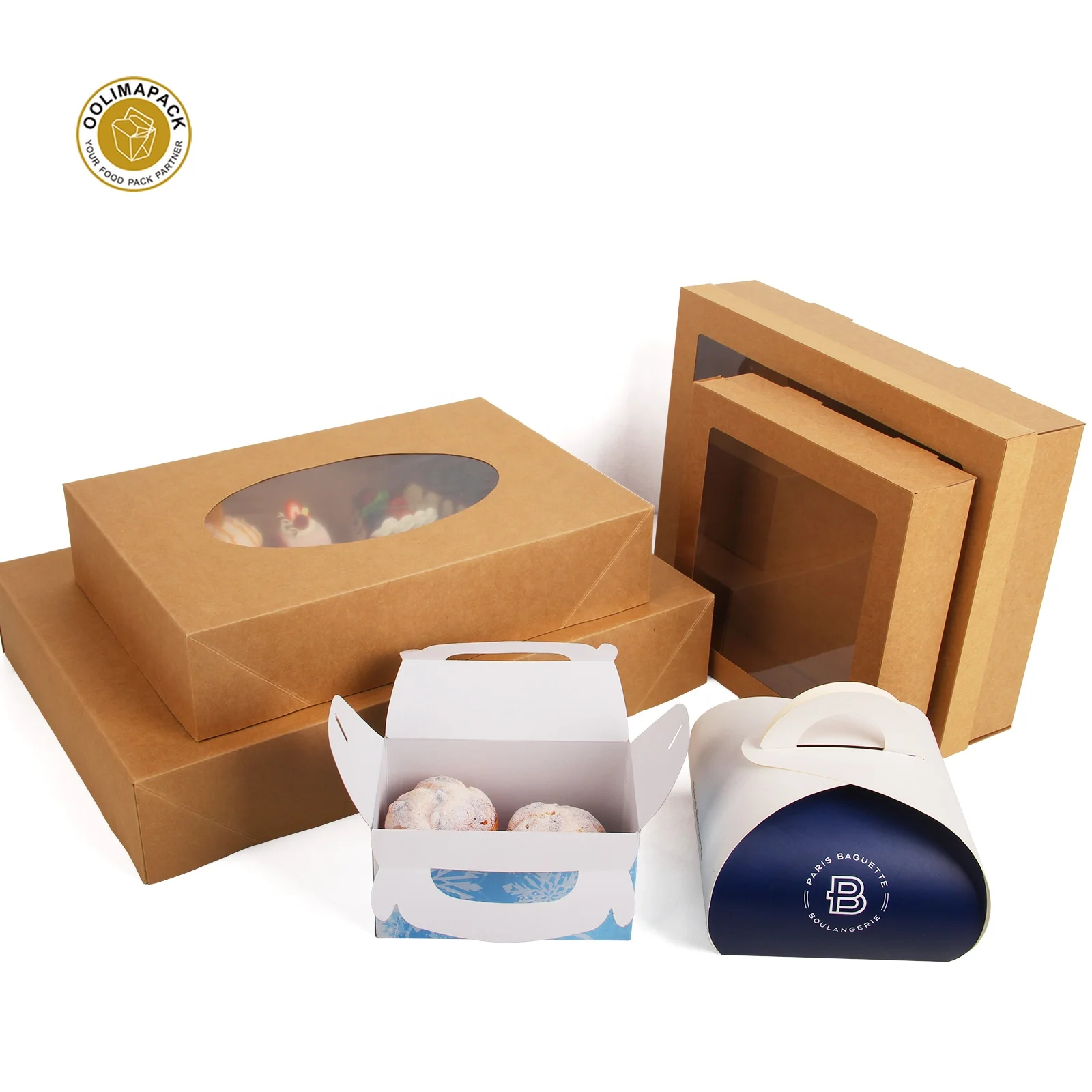 Custom Big Cartering Box with PLA Window Food Paper Box  High Quality Cardboard Packaging Cake Box