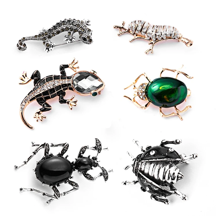 Rinhoo Fashion Rhinestone Crystals Enamel Animal Beetle Girls Brooch For Women
