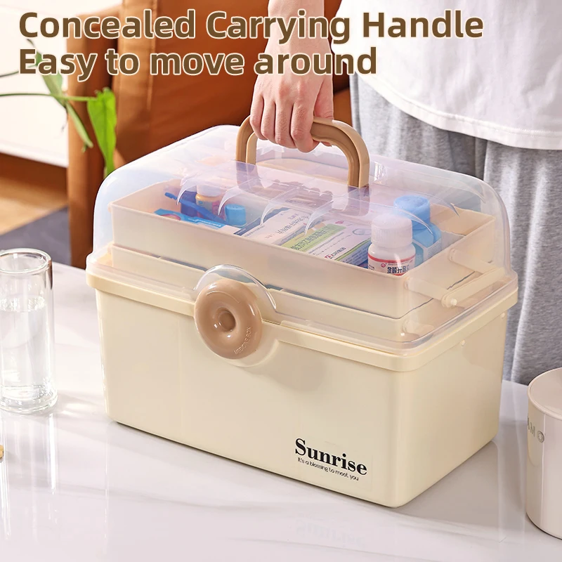 Home storage & organization Plastic First Aid Kit Organizer Makeup Storage Boxes Pill Case Medicine Containers with Lock
