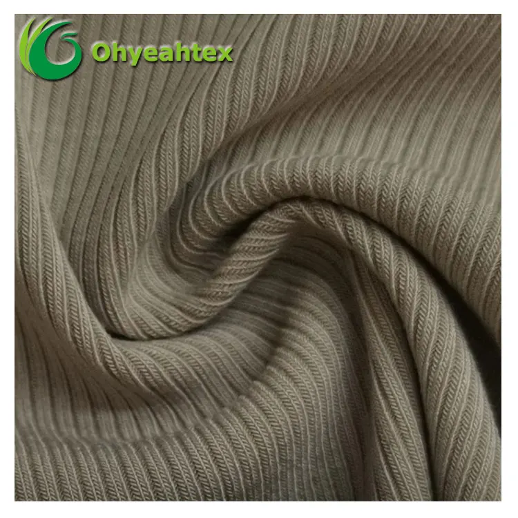 Warehouse 290GSM 44% Recycled Polyester 43%Bamboo 13%Spandex 2x2 Rib Fabric For Sportswear
