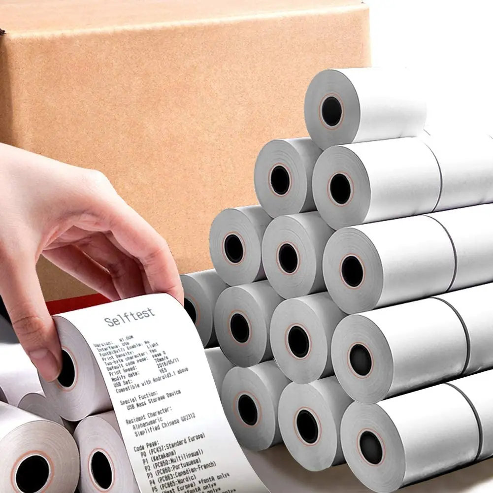57x40mm/Customized Size Thermal Paper Rolls White Thermal Paper Cash Register POS Receipt Paper(50 Rolls)