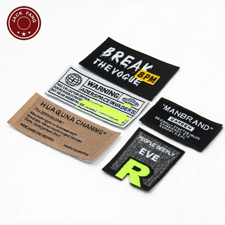 Factory Price Damask Satin Brand Tags Logo Tag Etiquette Personalise Orange Embossed Satin Soft Neck Tag Labels Woven Label