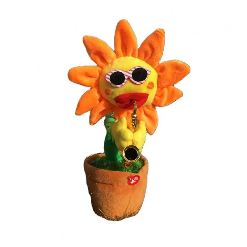 Hot sale wholesale hot style  luxio plush enchanting flower sunflower funny stuffed toy with singing dancing and twisting cactus