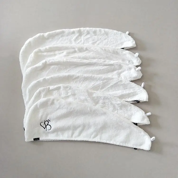 Personalized cotton terry bamboo hair towel wrap absorbent hair drying salon towel hair turban