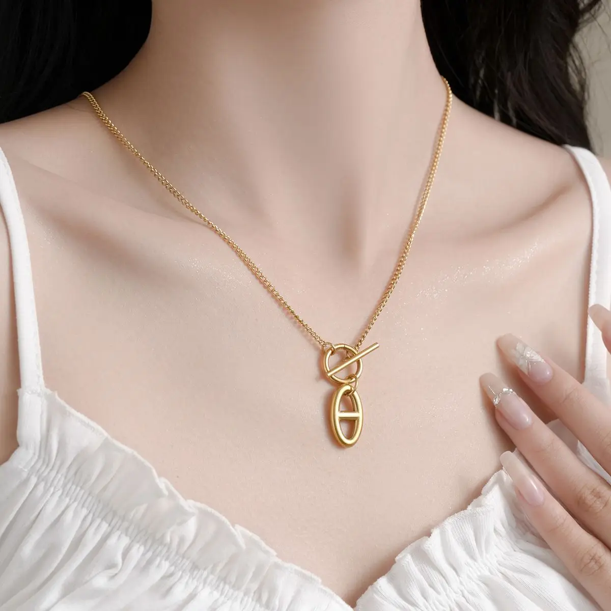 Fashionable exquisite Pig Nose Necklace Gold Plated Stainless Steel jewelry Jewelry for women