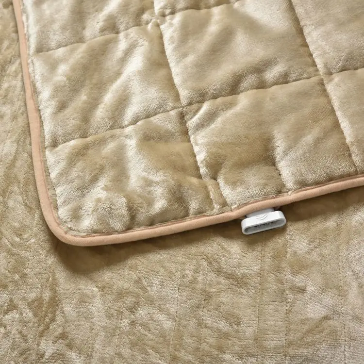 Weighted Blanket Beige Flannel Weighted Blanket with Heating Function