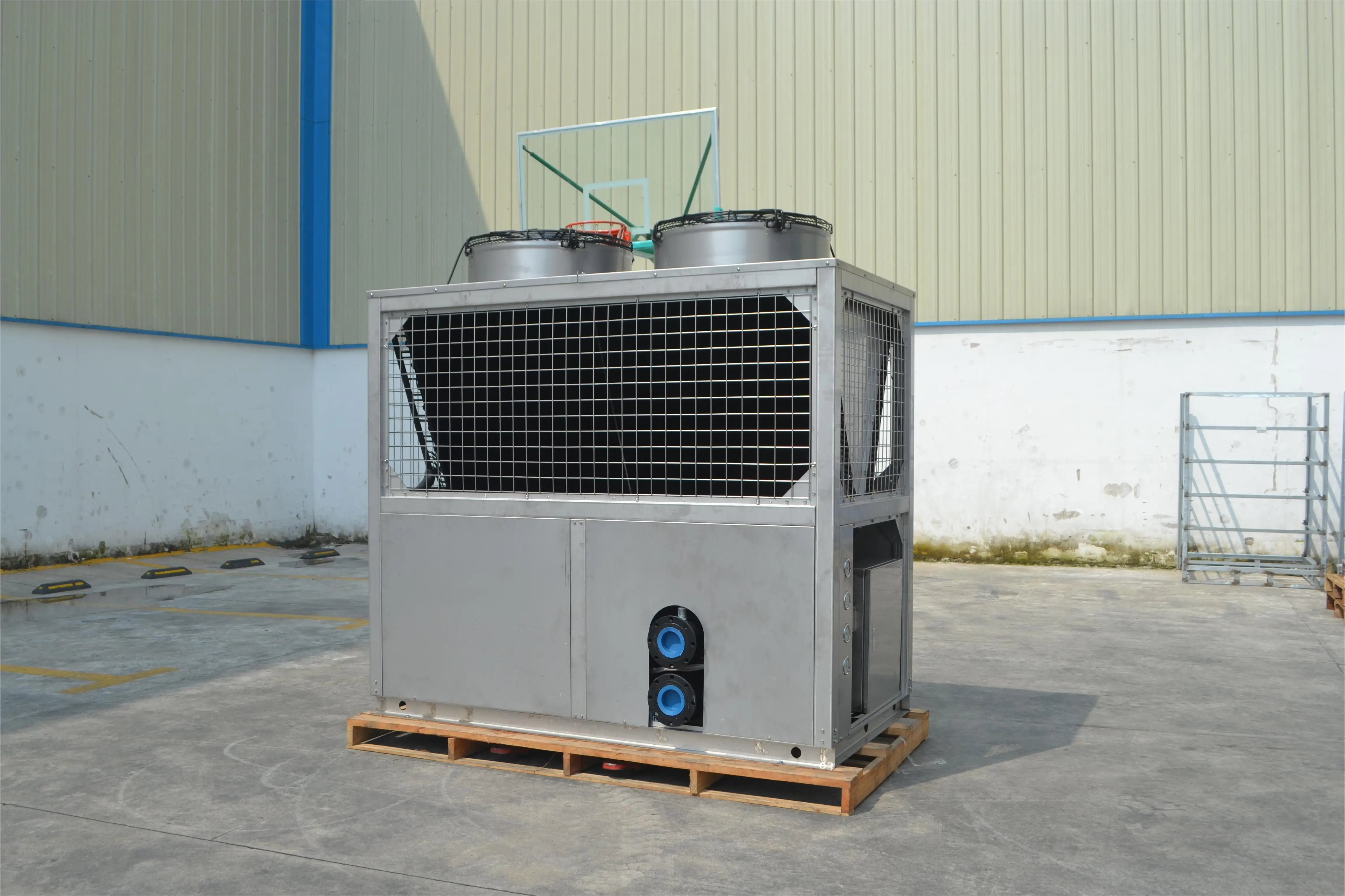 Commercial 90KW stainless steel shell Pool Heat Pump For Marine Fish Culture Pool Titanium Tube Heat Exchanger