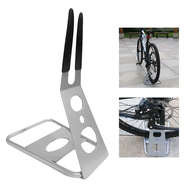 Solid Bicycle Parking Rack Floor Type Hub Mounted Floor Parking Stand for Mountain Road Bike Indoor Outdoor Bicycle Storage