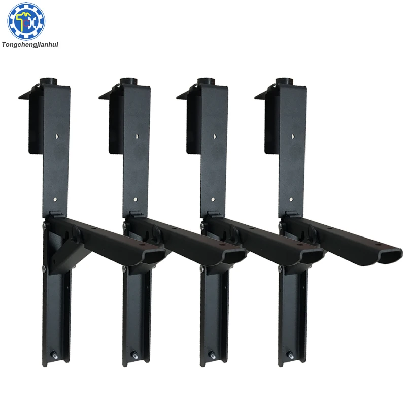 Factory Direct Sale Black Coated Wrought Iron Heavy Duty Metal Bracket for Balcony Bar