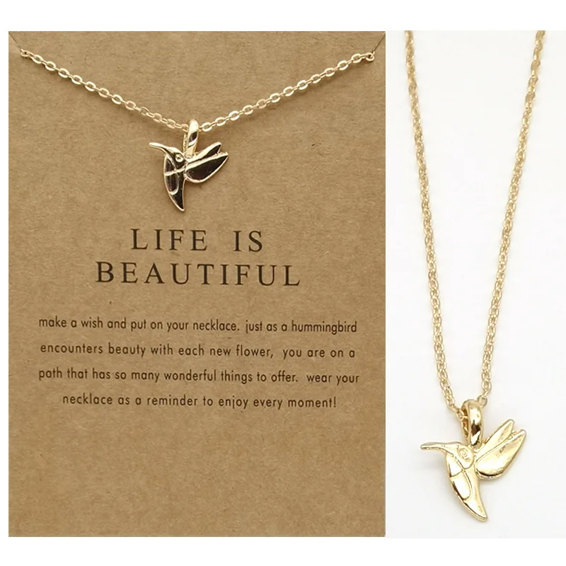 High Quality Valentines Card Dragonfly Animal Pendants Women Choker Plated Butterfly Necklace Gold Silver Vintage Mama Bird Owl