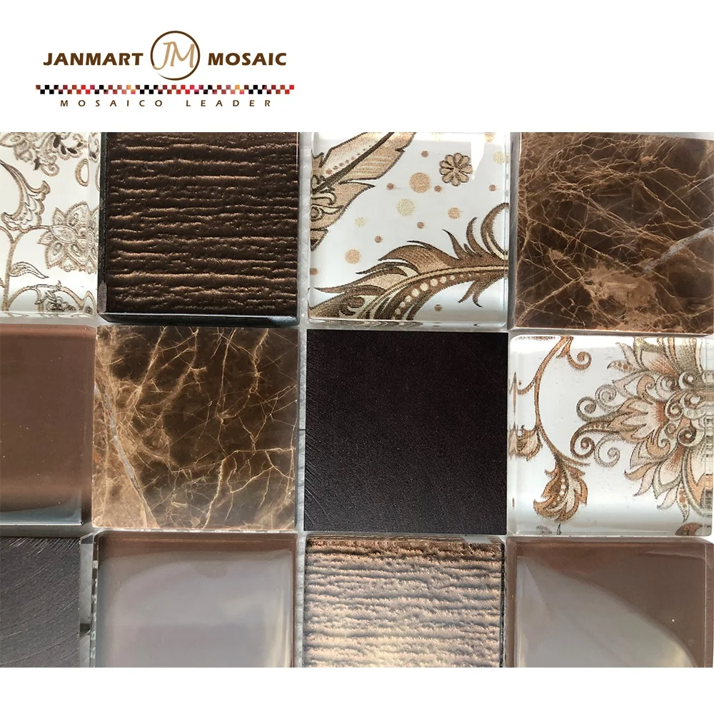 Elegant Art Arabesque Mixed Glass Natural Stone Mosaic Bathroom Pool Tiles Glass Mosaic Square Marble Mosaic Tile
