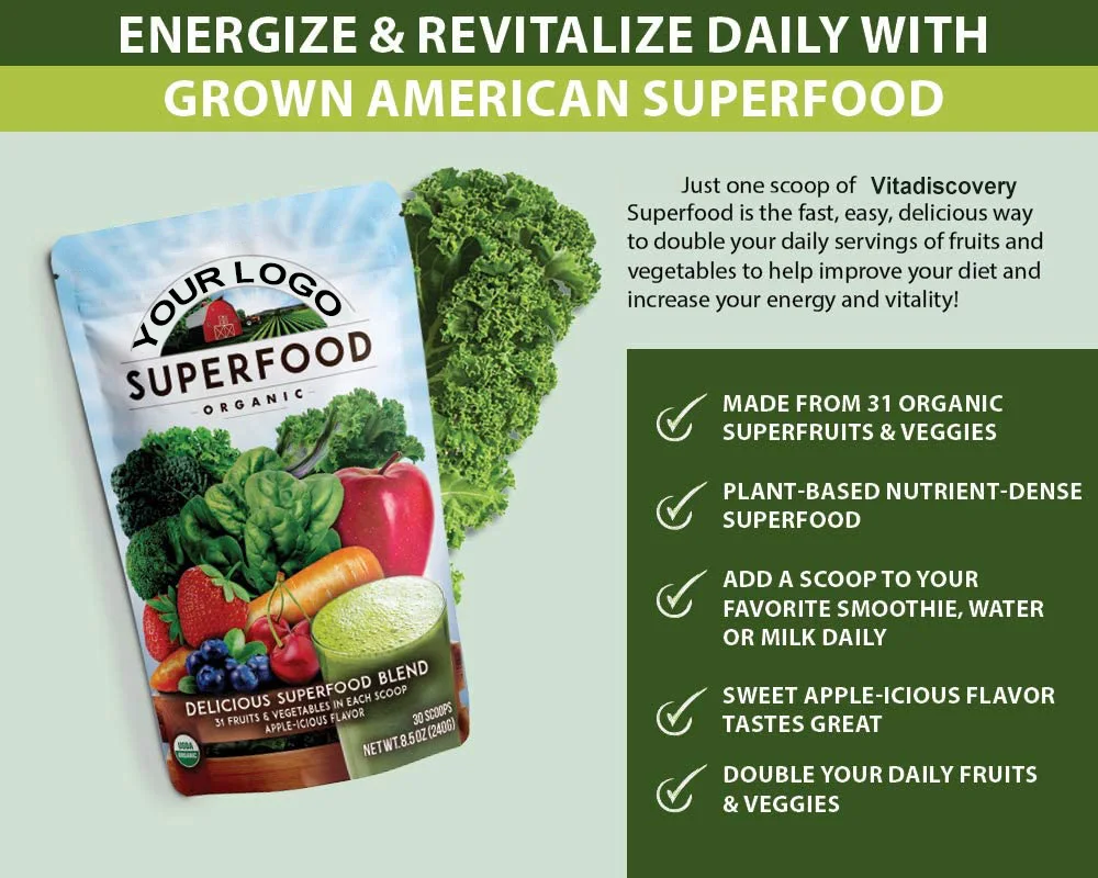 Индивидуальная формула, органический коллаген для веганов, суперпищевой порошок, повышающий энергию