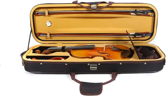 Professional and sturdy violin bag, full size hard protective cover with hygrometer lock compartment, adjustable shoulder strap