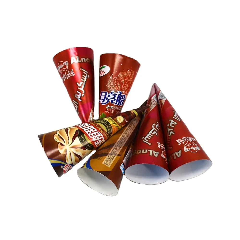 Luckytime Food Safe Grade High Quality Disposable Customized Printing Ice Cream Paper Cone Cup