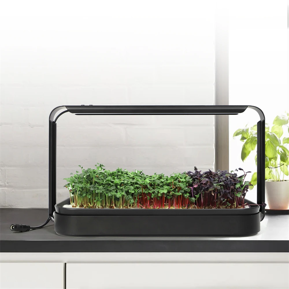 Flat Plastic Potting Seedling Microgreen Tray With Full Spectrum Led Grow Light