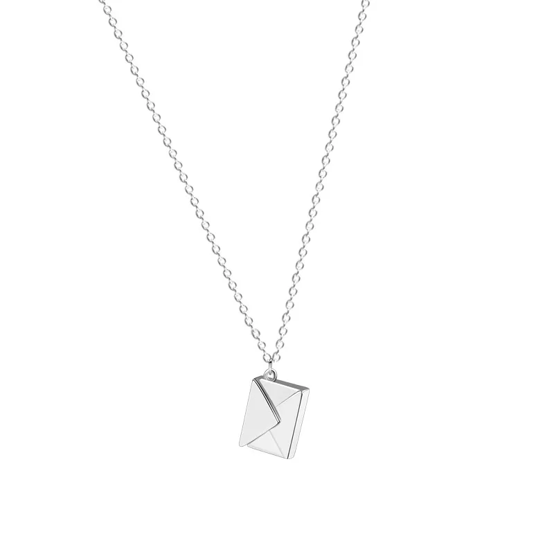 Personalized 925 Sterling Silver  Initial Openable Envelope Lover Letter Pendant Necklace Valentine Gifts