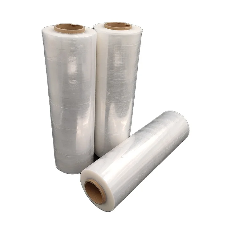 Factory direct Clear Plastic Film Hand Roll Stretch Wrapping Film Protective Film LLDPE for Cargo Wrapping