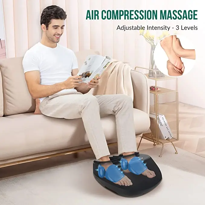 Mini New 2022 Electric Deep Kneading Air Compression Heat Therapy And Rolling Battery Operated Vital Care Air Bag Foot Massager