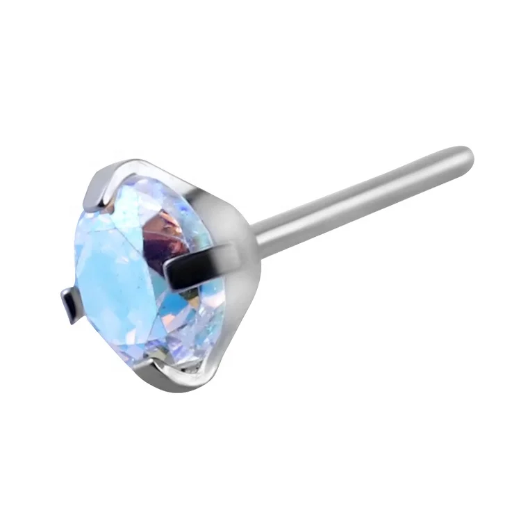 Push Pin Threadless Cz Prong Set Astm F136 Lip Piercing Jewelry Titanium Labret Head Piercing Jewelry