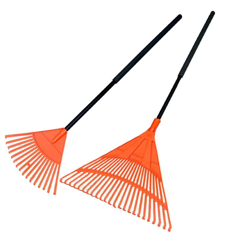16/24T plastic garden hand landscaping large yard heavy duty tool fork leaf rake with wood handle have sponge  protected grip