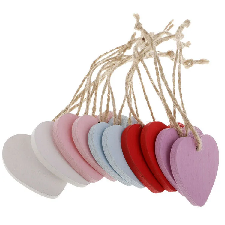 Simple Painted Small Wood Heart Message Gift Tags Signs Hanging Crafts