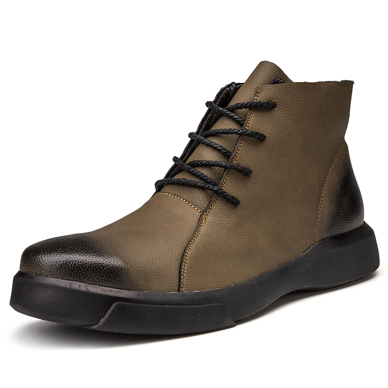 New design lace-up ankle outdoor warm soft lining winter hiking boots for men