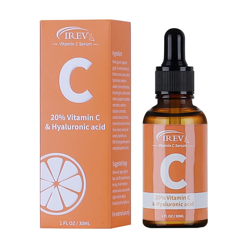 
30ml OEM Private design VC Vitamin C hyaluronic acid Day and night brightening anti-aging serum for face neck eyes 