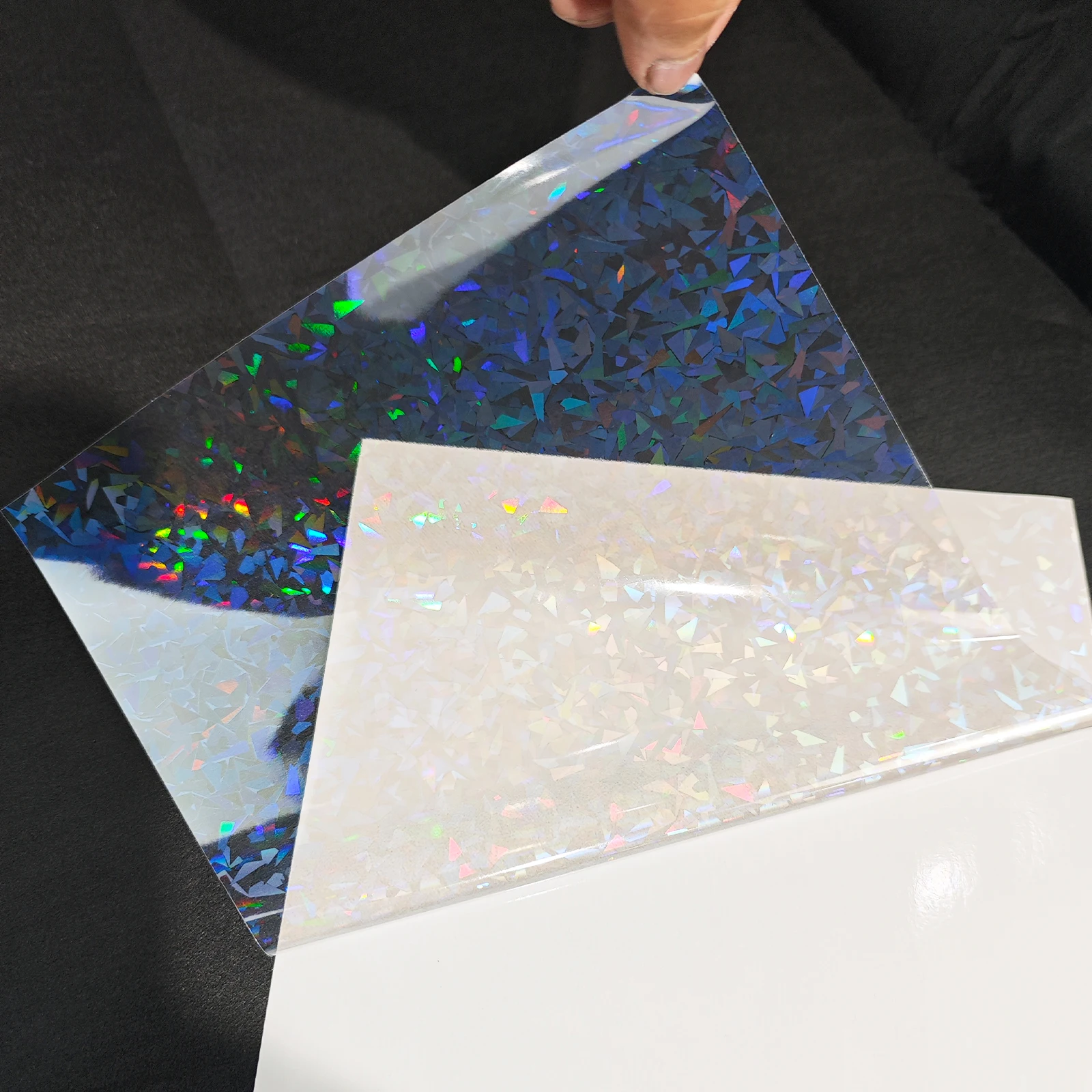 50 Sheets PVC A4 Cold Holographic Self-Adhesive Sparkling Star Laminating Vinyl Film Holographic Overlay Packaging Packing