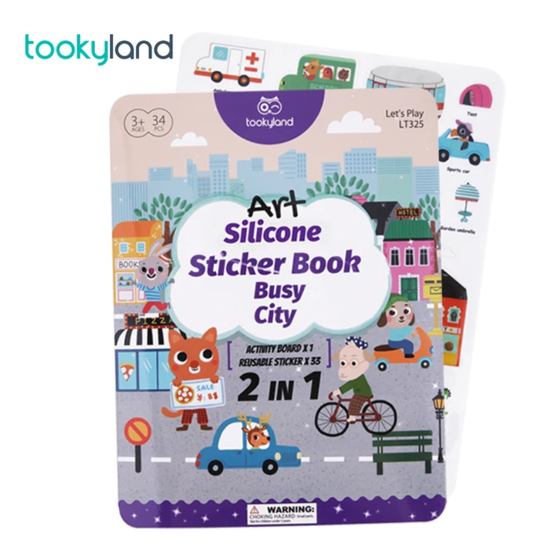 Silicone Sticker Book Busy City Theme Children Puzzle Picture Book Preschool DIY Handmade Craft Kit