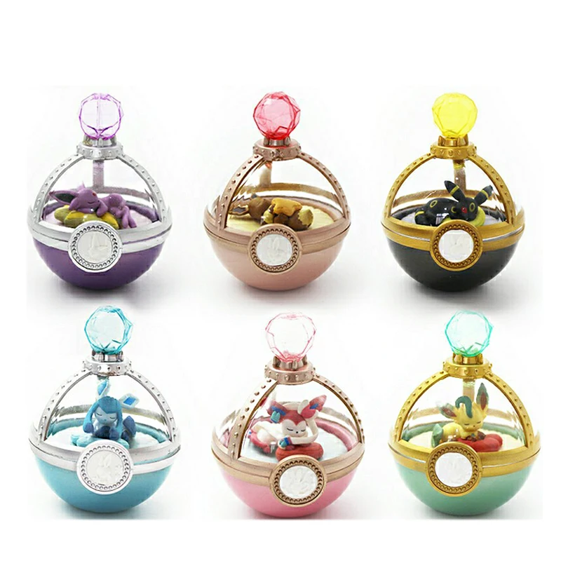 6pcs/set Anime Pokemoned Twisted Egg Pixie Sleeping Elf Plastic PVC doll Blind Box toy for kid gifts