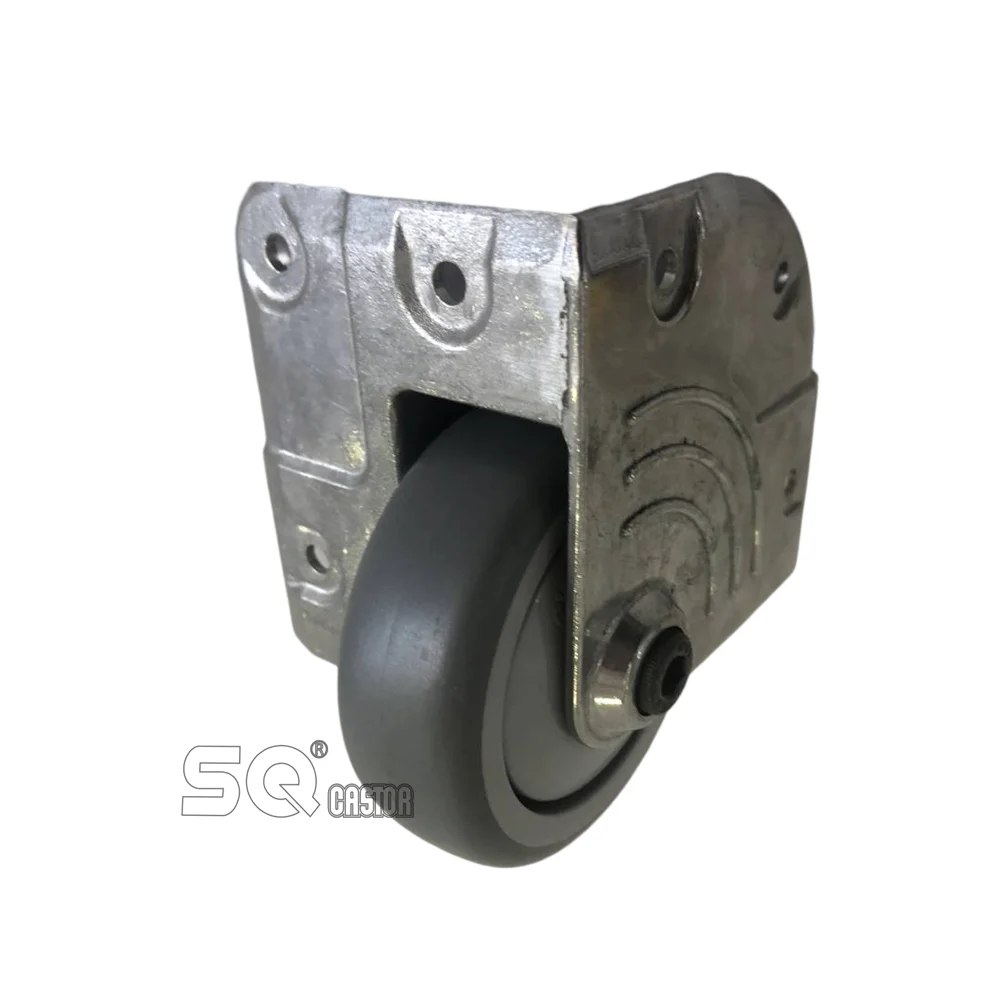 Medium Grey Rubber Wheel Flight case hardware black caster Heavy duty recessed edge corner castor