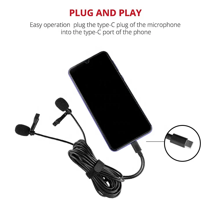 LT-Cam LM-20 Dual Lavalier Microphone cardioid polar Digital Clip-on Lapel Mic for smartphones DSLR cameras camcorders