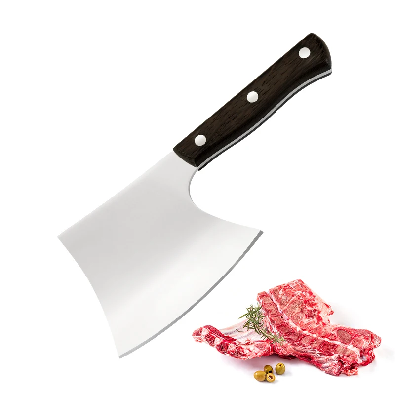 TUOMEI High Quality Stainless Steel Bones Chopping  Kitchen Axe knife Cleaver Butcher Knife Bone Chopper With Black Wood Handle
