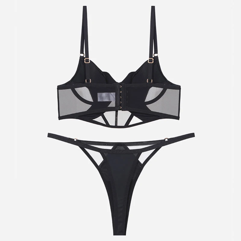 New Fashion Sexy Lingerie mid-rise Bra And Panties Sets Sexy Lingerie Women Solid Underwire Lingerie Set